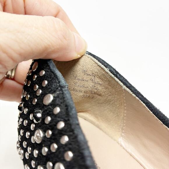 Jean Michael Cazabat Vanity Black Studded and Jeweled Point Toe Flats 38.5 (8.5) - Picture 7 of 7